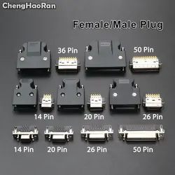 ChengHaoRan SCSI Connector MDR 14 20 26 36 50 Pin Male Female Plug for Panasonic Yaskawa Mitsubishi Delta Servo Motor Drive