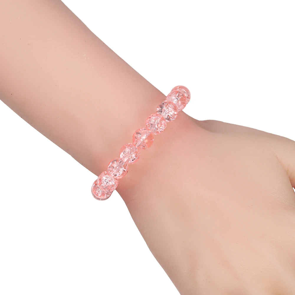 Vintage Natural Stone Bracelet Crystal Pink Beads Elastic Bangles Charm Women Bracelets for Femme Handmade Jewelry Lovers Gift