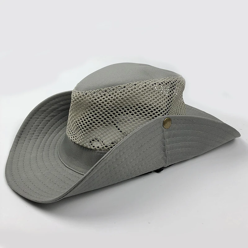 Outdoor Summer Wide Brim Man Breathable Mesh Travel Climbing Fishing  Beach Bucket Hats Foldable  Sunscreen Sun Cap X015