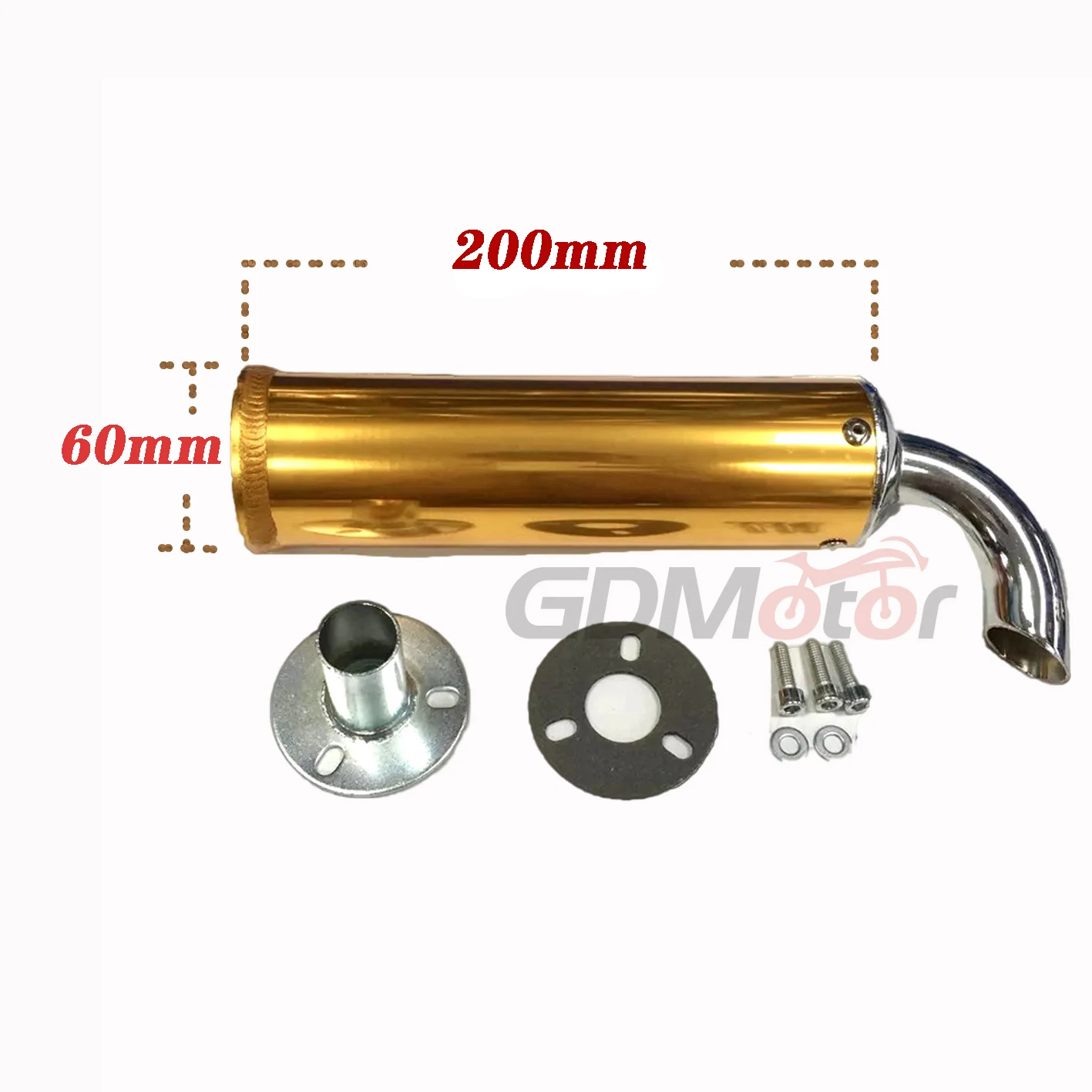 60x200mm universal metal 22mm motorcycle racing exhaust muffler silence 2 stroke