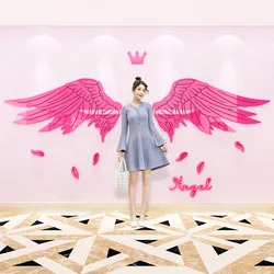 Mirror Angel Wings Acrylic Wall Stickers, Living Room, Shop Window Tile, Butterfly wings Stickers, Home Decor