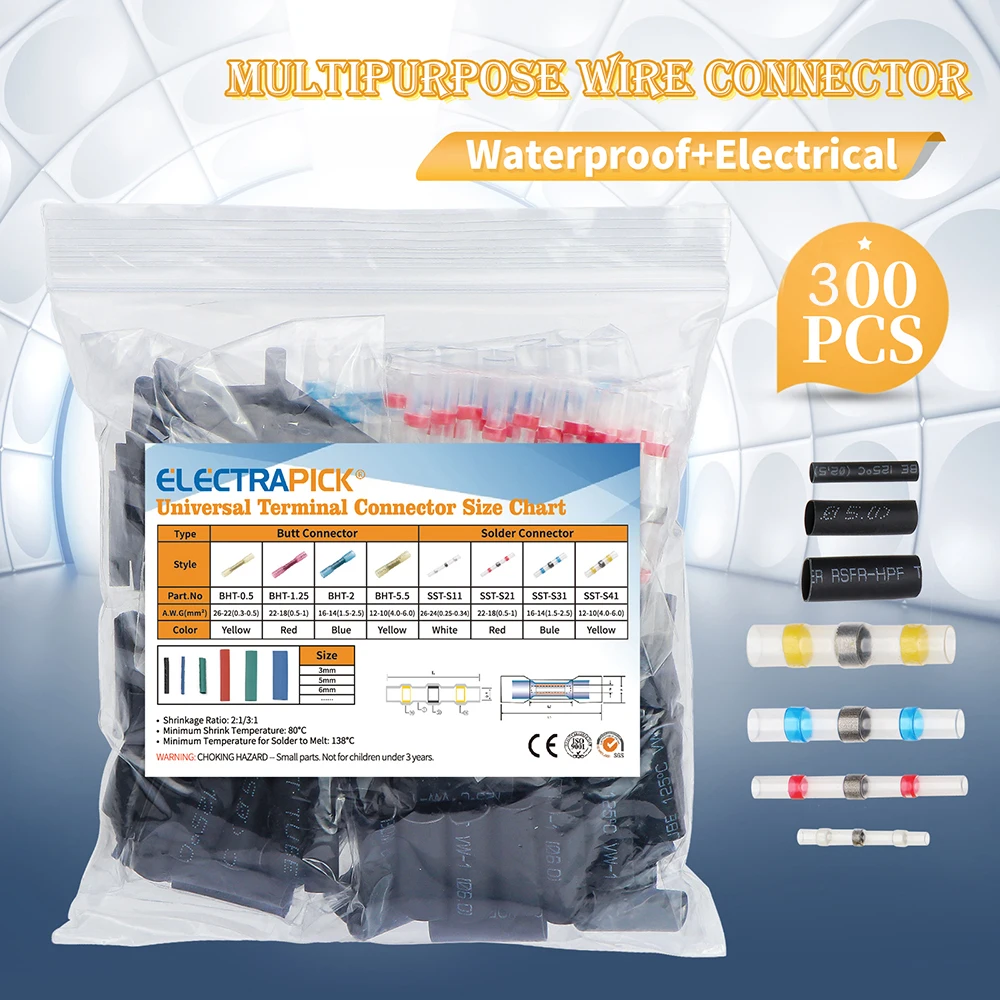 Conectores de alambre de sellado de soldadura, manguito de Cable de Tubo termorretráctil impermeable, Terminal de Cable eléctrico, 800/530/500/430/400/300 piezas