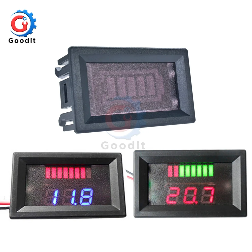 6V 12V 24V 36V 48VACID Battery Charge Level Indicator Battery Tester Lithium Battery Capacity Meter LED Tester Voltmeter