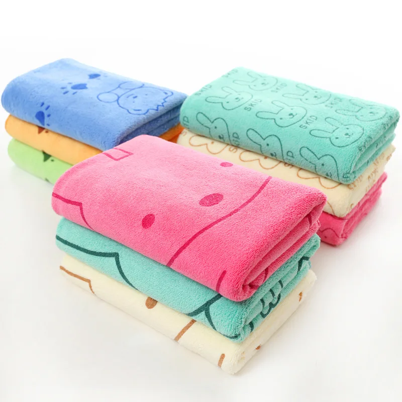 35x75cm Lovely Rabbit Bear Soft Microfiber Baby Infant Small Bath Towel Newborn Absorbent Drying Washcloth Feeding Cloth