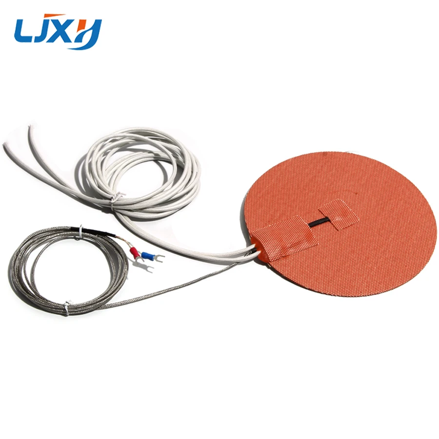 LJXH 400~500mm Diameter Round High Temperature Resist K-type Thermocouple Silicone Rubber Heating Pad 3M Adhesive Polyimide Film