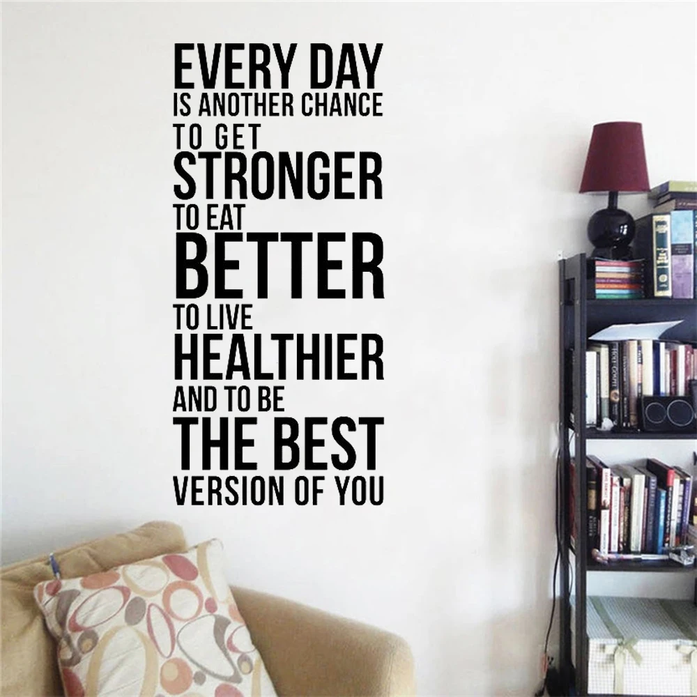 Inspirational Quote Wall Decals Everyday is Another Chance to Get Stronger Home Decor Office Teen Room Vinyl Wall Stickers Y668