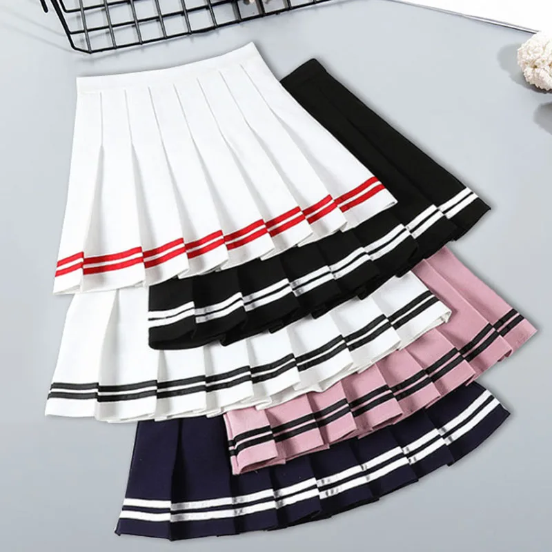 

Women Pleat Skirt Jarajuku Preppy Style Gilr Lolita A-line Sailor Skirt School Uniform High Waist Mini Skirts Saia Feminina