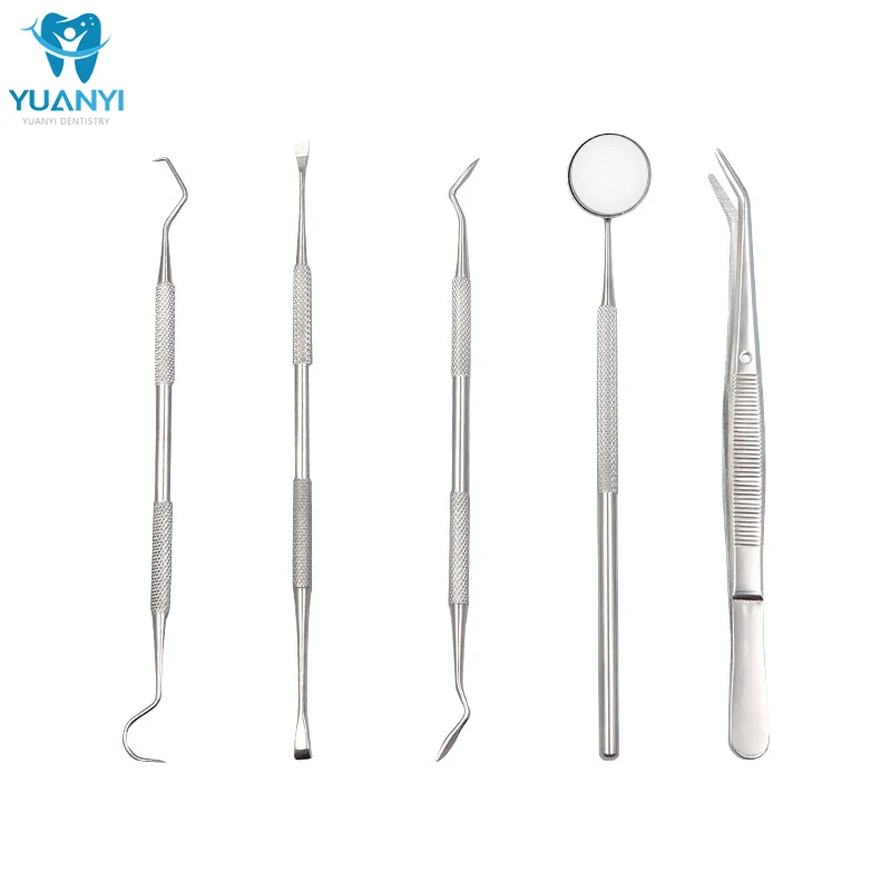 Inoxidável Tooth Cleaning Tool Set, Espelho Boca, Pinça, Sonda, Kit Dental, Oral Care, Dentista Cartoons