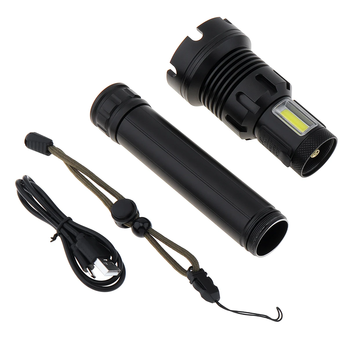 SecurityIng  Flashlight XHP90.2 Ultra Powerful Hunting Torch 7 Modes Light Rechargeable USB Zoomable LED for Camping/ Hunting