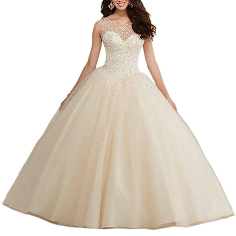 2021 Voan Công Chúa Bé Gái Sweet 16 Quinceanera Áo Đính Hạt Cườm Pha Lê Bầu Cưới Dạ Hội Đồ Bầu Cho Nữ Đầm Vestido De Fiesta