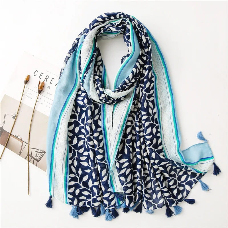 2022 Fashion Luxury Brand Viscose Scarf Women Floral Chain Shawls And Wraps Bufandas Muslim Hijab Foulards Wrap Scarves 180*90Cm