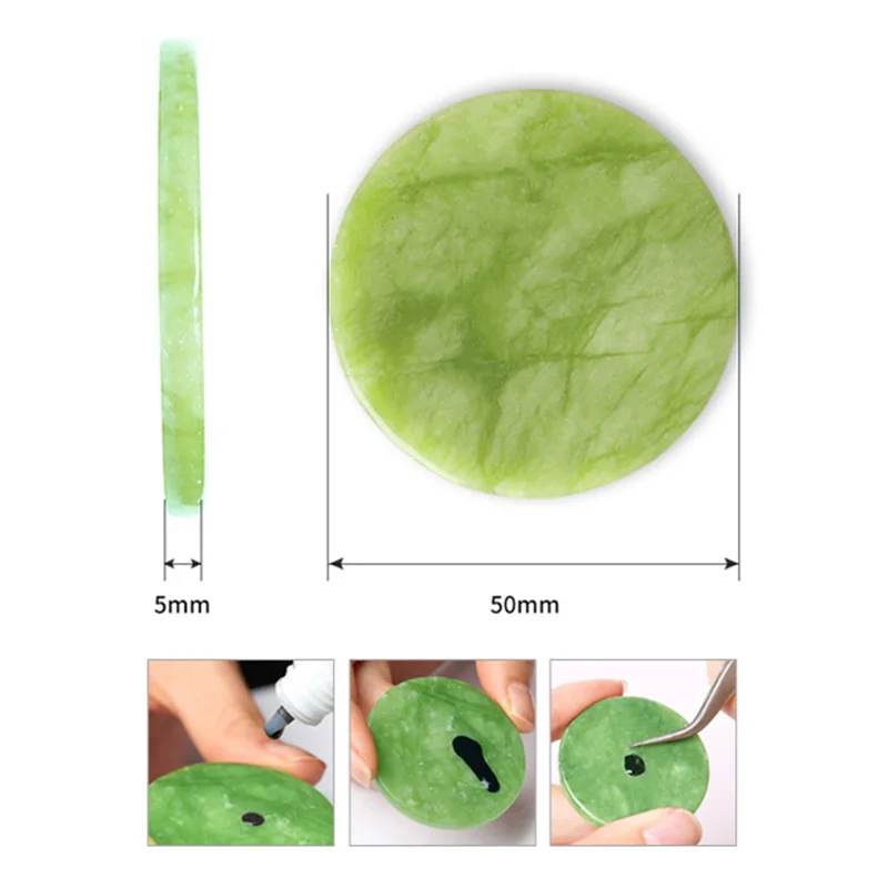 Eyelashes Extension Jade Stone Green Glue Lashes Jade Stone False Eye Lashes Glue Pad Adhesive Holder Useful Make Up Tools