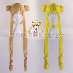 Tsuking Usagi kryształ nowa królowa Serenity księżniczka Serenity Tsuking Usagi super Sailor złoty nakrycia głowy cytrynowo żółty peruka do cosplay