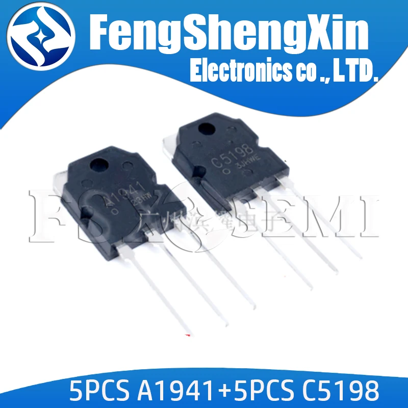 10PCS 5pairs 2SC5198 2SA1941 TO3P (5PCS A1941 + 5PCS C5198) TO-3P Power Transistor