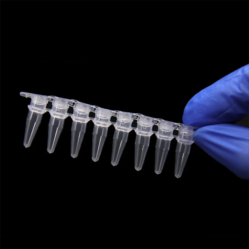 0.1/0.2ml Pcr 8 Strips Tube Lab Fluorescence Quantitative PCR Tube Strip 200pcs PP Centrifuge Tube With Cover Medical Supplies