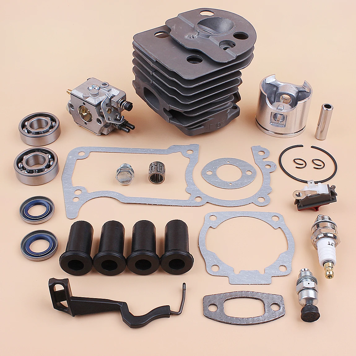 Carburador de pistón de cilindro de 46MM, Buffer AV, Kit de juntas de varilla de estrangulación para Husqvarna 55 51, Conector de valor de liberación de compresión