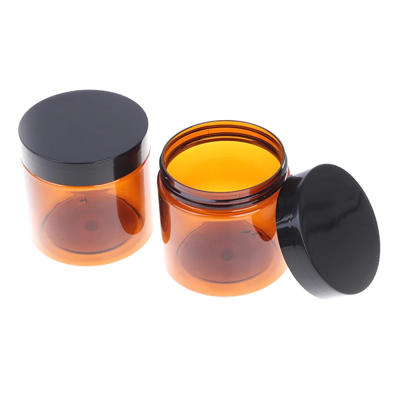 200ml Round Amber Glass Jar Straight Sided Cream Jars Black Plastic Lid Cap Inner Liner For Salve Homemade Lotion Cosmetics