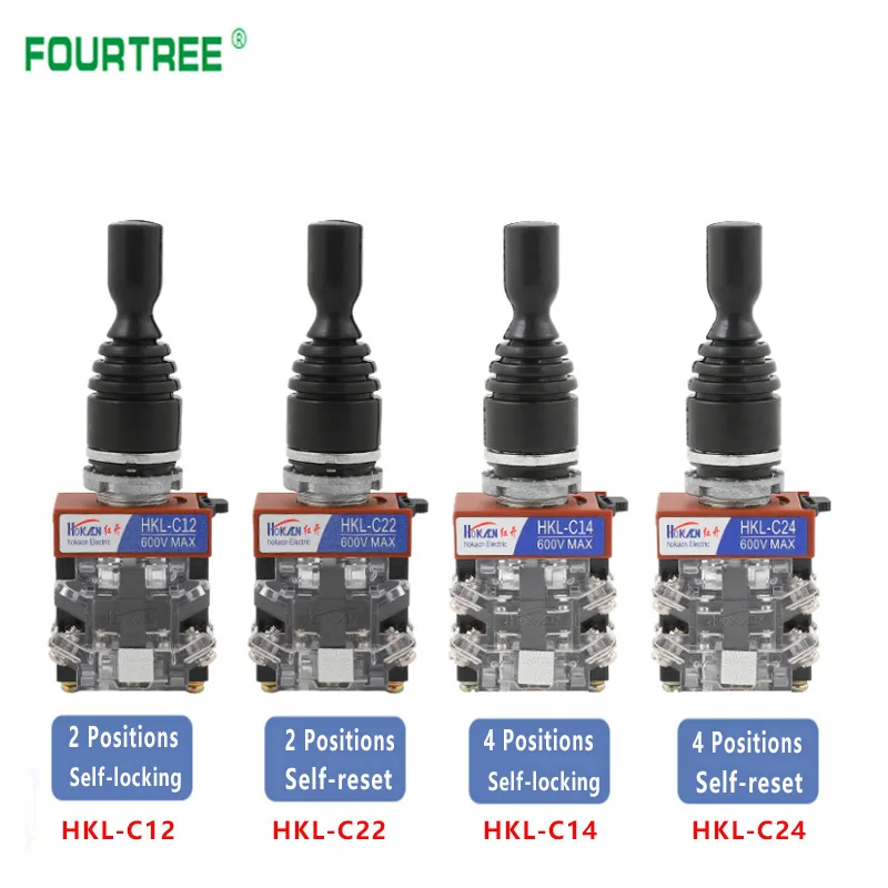 22mm Joystick Switch Monolever Rocker Cross Master Switch 2-way 4-way  Self-reset Self-locking 2NO 4NO HKL-C12 C22 C14 C24