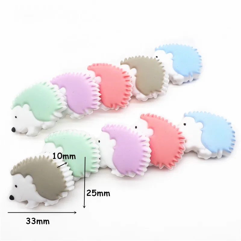 Chengkai 10pcs Silicone Hedgehog Teether Beads DIY Baby Koala Animal Cartoon Teething Sensory Toy Pacifier Jewelry Making Beads