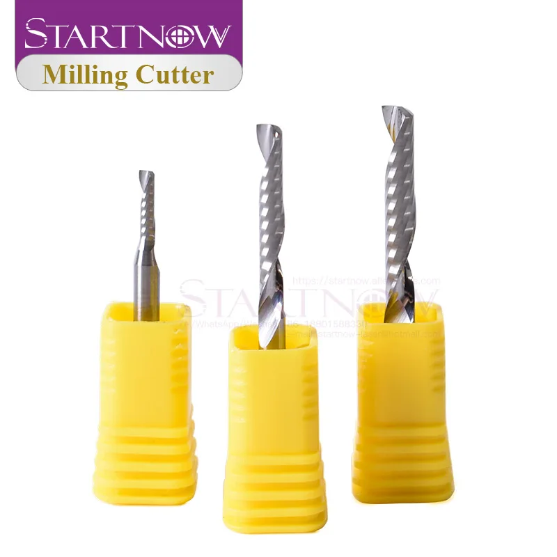 Startnow 10Pcs/Lot MDF Milling Cutter Tungsten Steel CNC Router Engraving Bit One Flute Spiral End Mill PVC Plastic Cutting Tool