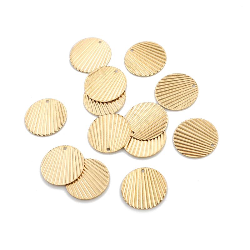 20pcs Raw Brass 21x21mm Round Charms Pendant Fan Shaped Pleated Leaf Earring Charms For DIY Earrings Jewelry Making Supplies