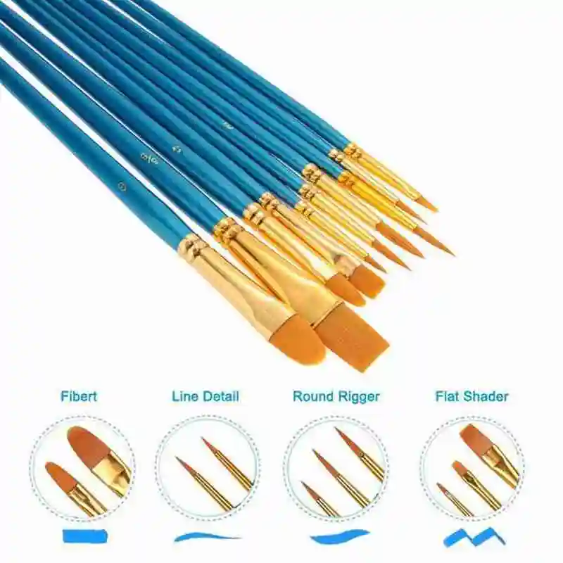 1 Set Of 10 Light Brushes Watercolor Brush Artist Blue Painting For Students Brush Love Nylon Suitable Painting Set Who K5F6