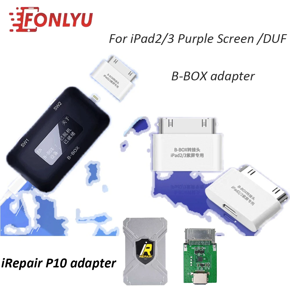 

JC B-BOX iRepair P10 Purple Screen Adapter One-click into the DFU Magico Diag Tool iBox Read Write Serial Number for ipad 2/3