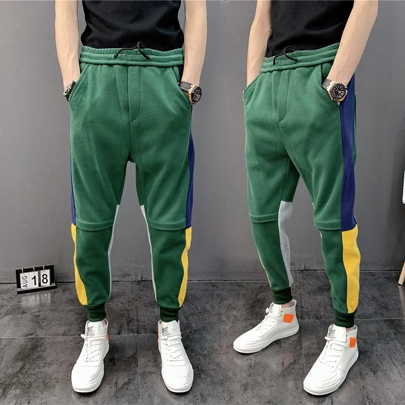 Mixed New Color Men Casual Ankle Length Pants Harem Pants Autumn Winter Micro-Elasticity Drawstring Slim Fit Sport Pencil Pant