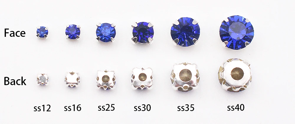3mm-8mm Klaue zum Aufnähen von Strasssteinen, silberne Basis, glänzende Kristalle, Strass-Stoffsteine, Glasperlen, zum Nähen von Strasssteinen für Kleidung – Detail 1