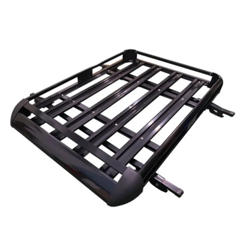 127X90 CM Universal Double Deck Aluminium Alloy Roof Rack Carrier Basket For SUV Car Top Cargo Silver Black