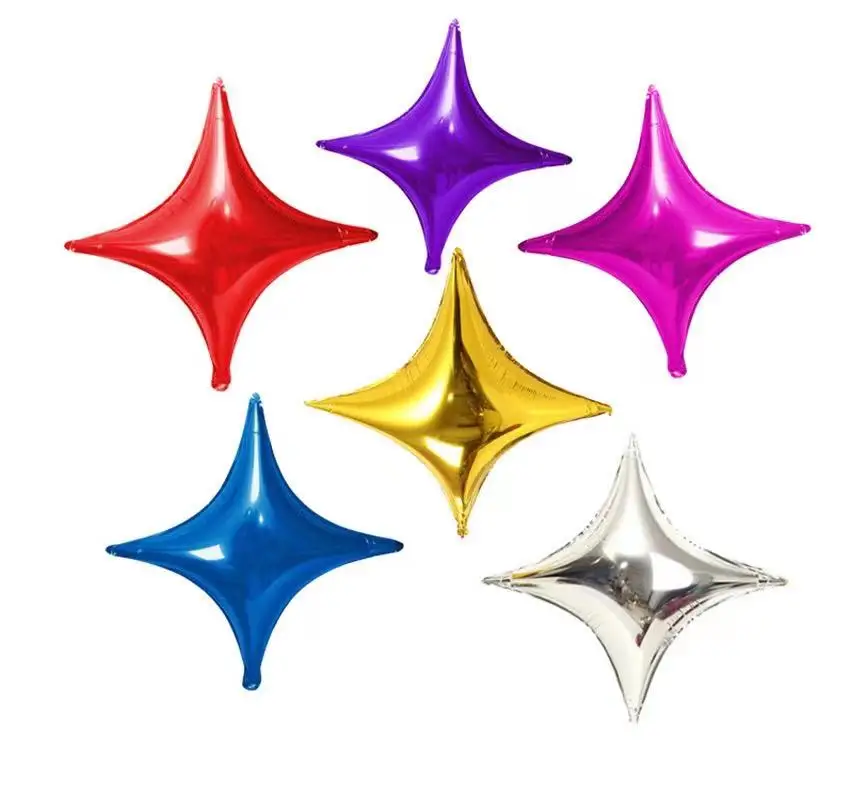 10/18/26/36/40 Light Board Four-pointed Star Aluminum Film Balloon Monochrome Star New Year Wedding Birthday Baby Greeting Party