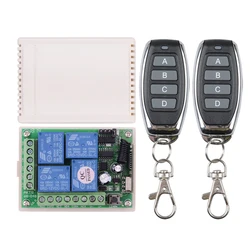 Smart Multiple DC 12V 24V 10A 433 MHz 4CH Wireless Relay RF Remote Control Switch Receiver+ 4 Button Transmitter