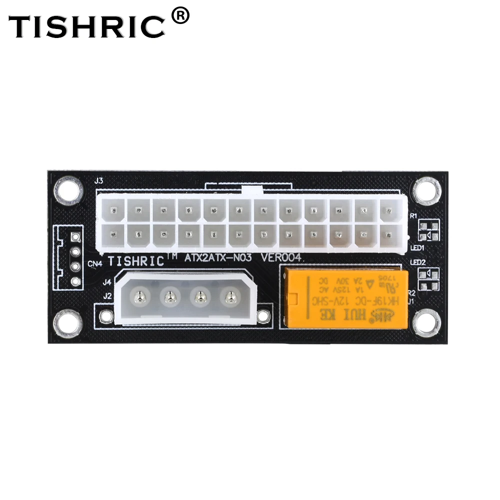 TISHRIC Dual PSU Power Supply Sync Adapter Add2psu ATX 24Pin To 4pin/SATA Molex Synchronous Connector Riser Cable Miner Mining