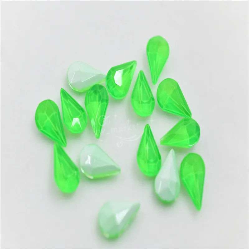 Kleine diamant fluoreszenz Teardrop Pointback Kristall Phantasie Stein Glas Schmuck Perlen Halskette, der 8x13mm kleid handwerk