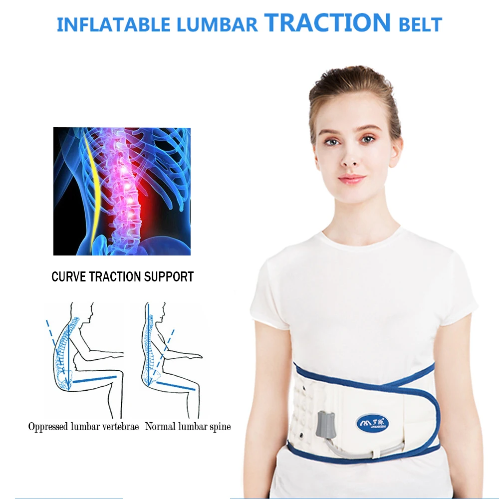 Physio Decompression Back Belt Brace Back Pain Lower Lumbar Support Back Massage Inflatable Traction Device for Pain Relief