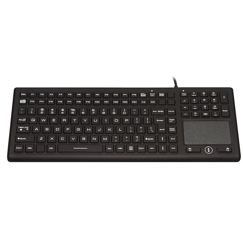 IP68 Waterproof Medical Keyboard Backlight Silicone Keyboards With Integrated Touchpad