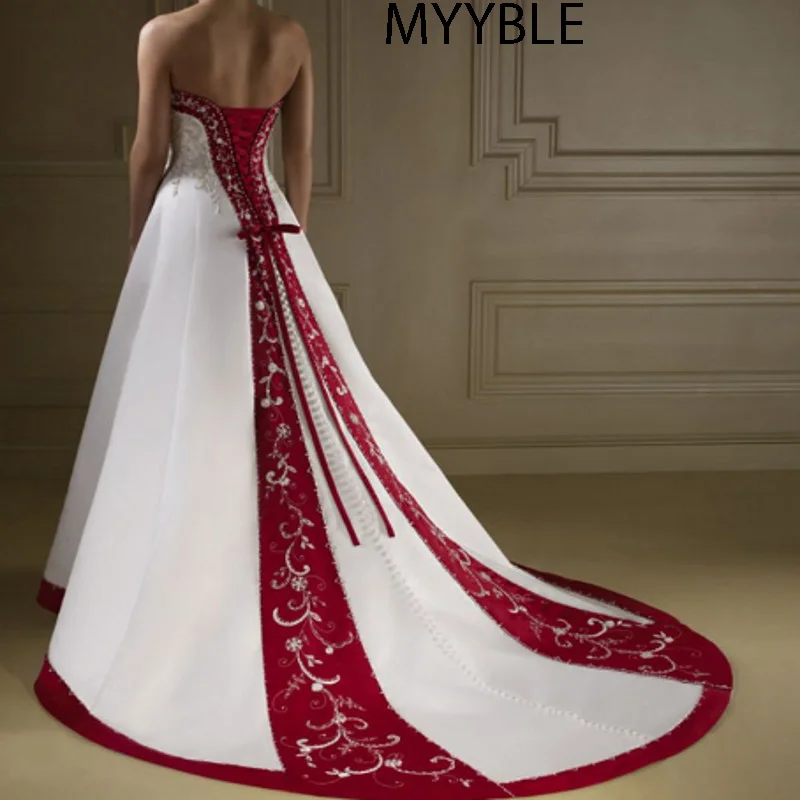 MYYBLE Stickerei Hochzeit Kleider 2021 Lange A-linie Sexy Liebsten Braut Kleid Vintage Hochzeit Kleid Mariage Robe De Soiree