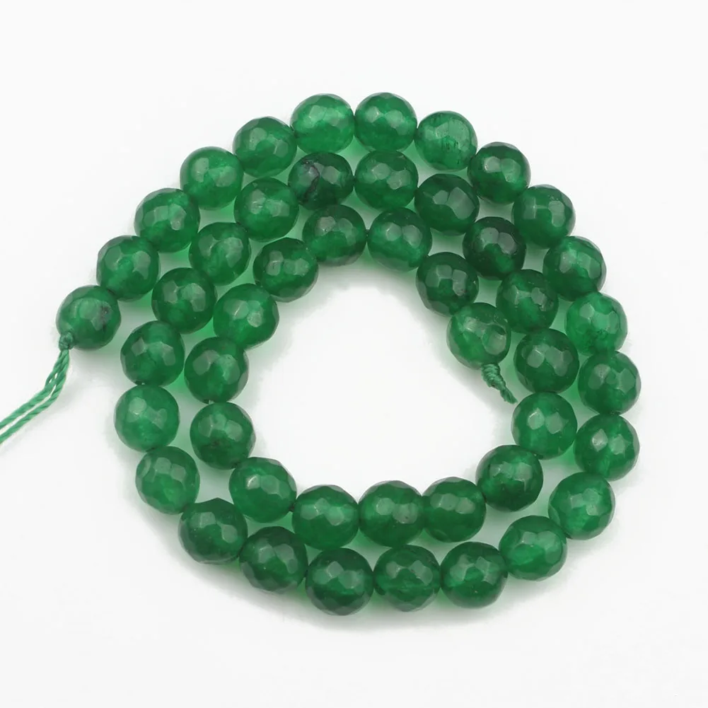 Faceted Dark Green Chalcedony Jades Beads Natural Loose Beads For Jewelry Making DIY Bracelet Accessories 15\'\' 4 6 8 10 12mm