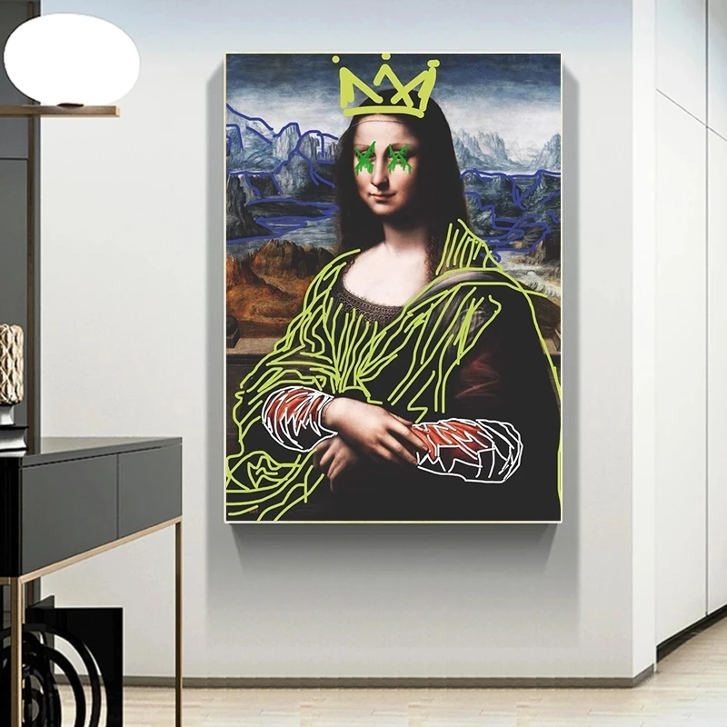 

Da vinci famous art canvas painting funny mona lisa posters and prints wall art picture for living room home decor cuadros