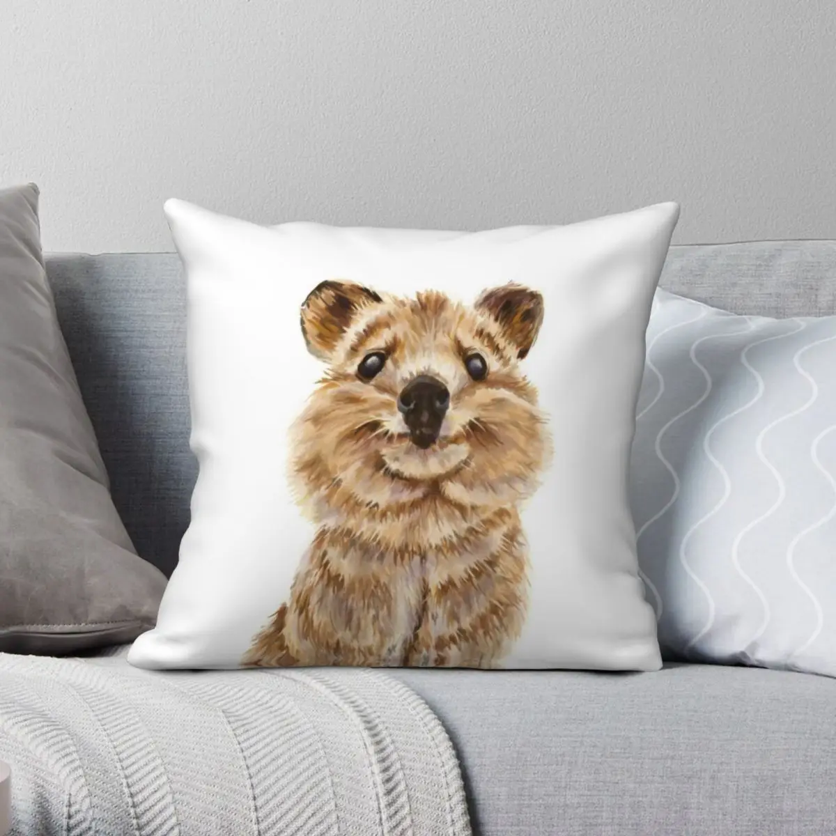 Quokka The Happiest Wildlife On Earth Square Pillowcase Polyester Linen Velvet Zip Decor Pillow Case Sofa Seater Cushion Cover