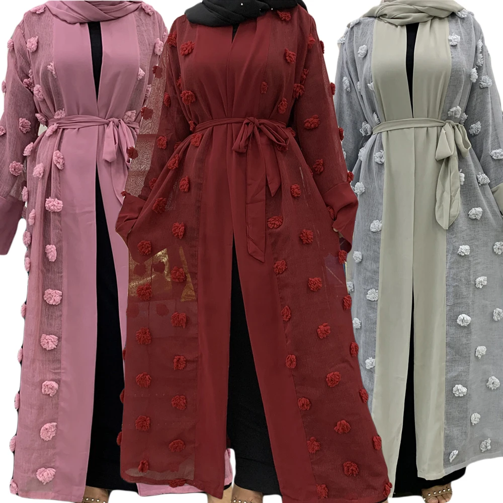 

Open Kimono Muslim Abaya Women Eid Ramadan Islamic Maxi Robe Flower Gown Casual Dubai Kaftan Turkish Middle East Arab Robe New