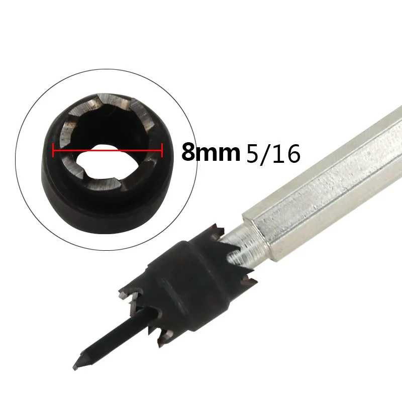 1PC 3/8 "(9.5มม.) 5/16"(8มม.) hex Shank ด้านคู่ Spot Weld Cutter Remover Sheetmetal Mata Bor Sawtoot Point เจาะ HSS