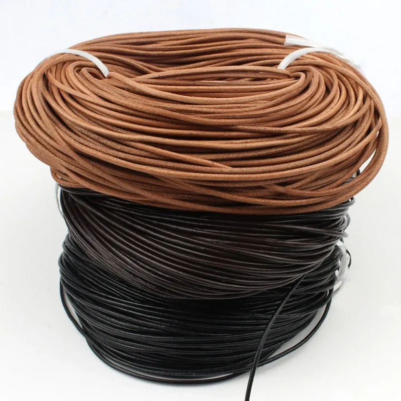 1/1.5/2/3mm 5M Real Genuine Leather Cords Round Rope String For Handmade DIY Bracelet Necklace Jewelry Making Craft Accessories