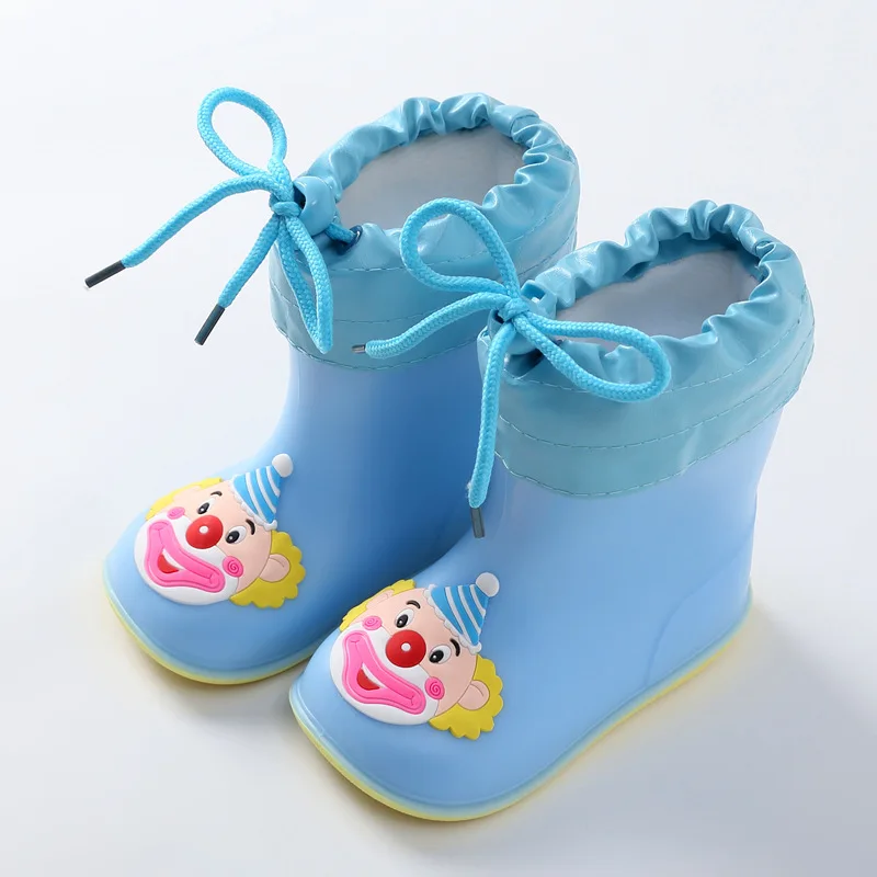 Autumn Winter Children Rain Boots Warm Plush Waterproof Kids Rain Shoes Boys Girls Baby Rubber Boots Soft PVC Snow Boots CSH789