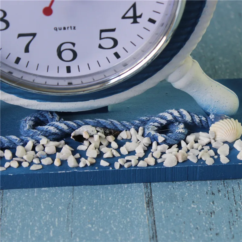 Retro Wooden Nautical Anchor Ship Beach Sea Theme Boat Circular Wheel Time Clock Rudder Steering Table Decor House Room