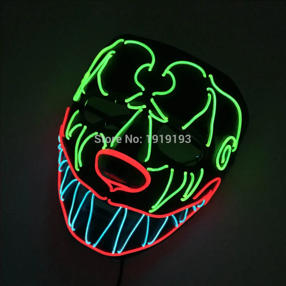 Fluorescent Led Neon Film Theme Mask Hockey Festival Mask  Wire Cool Warrior Figure Helmet Bar Party Mask With