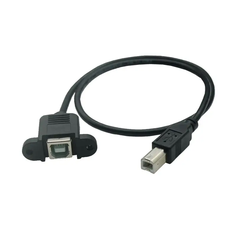 USB 2.0 Type B Male to Type B Female Printer Extension Cable With Panel Mount Screw Hole 30cm 50cm 100cm