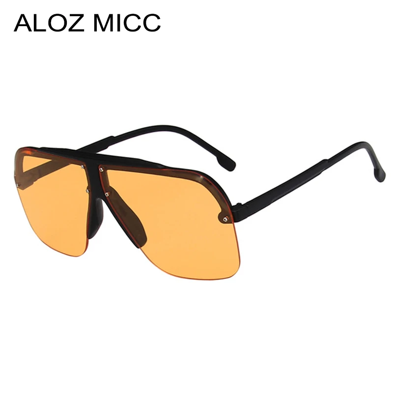 ALOZ MICC Rimless One Piece Goggles Sunglasses Men Vintage Plastic Frame Clear Yellow Sun Glasses Women Retro Shades Uv400 Q863