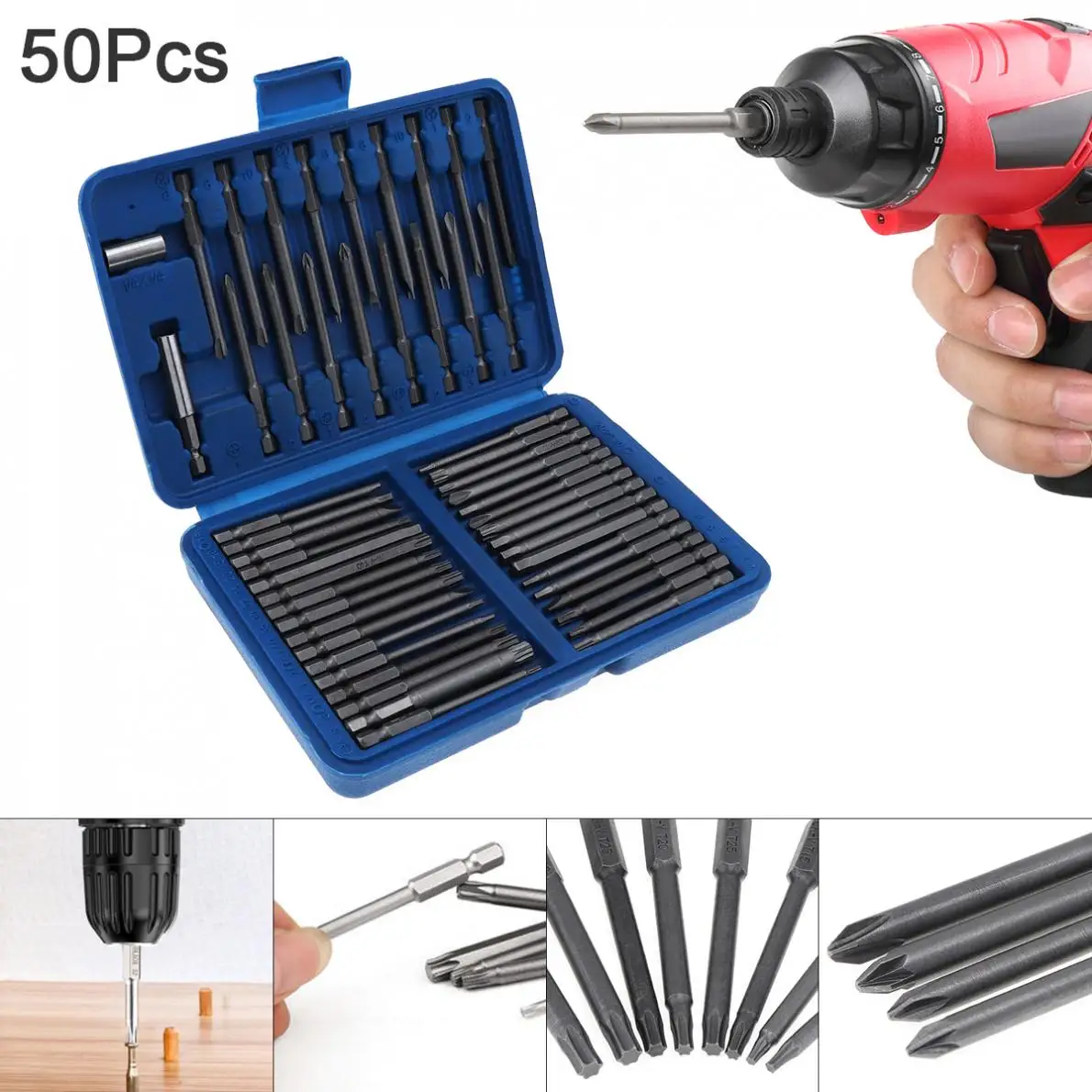 

50PC 75MM Extra Long Bits Set Multi-purpose Screw Head Screwdriver Bit Set Fit for Electric Screwdriver