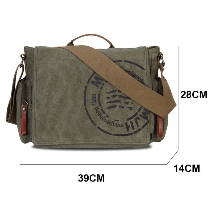 Men\'s Vintage Messenger Bags Quality Canvas Shoulder Bag Men Casual Business Crossbody School Bag Sports Printing Travel Handbag